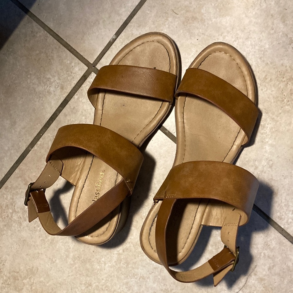 Tan Faux Leather Sandals